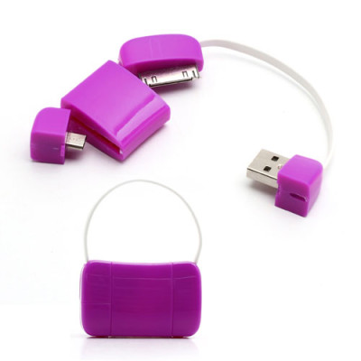 Добави още лукс USB кабели Дата кабел USB тип чанта micro USB/Iphone 4/4s лилав